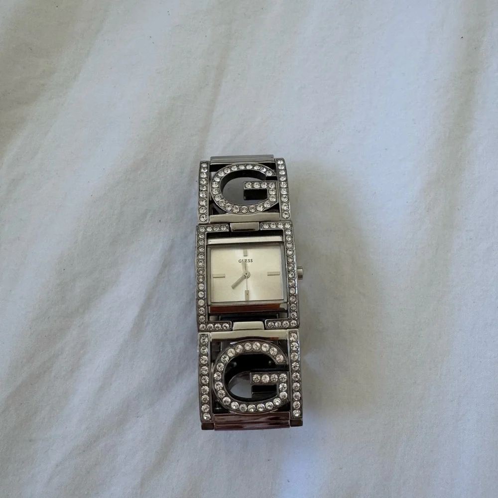 Guess Women's Silver Watch with Crystal Accents - Picture 2 of 8